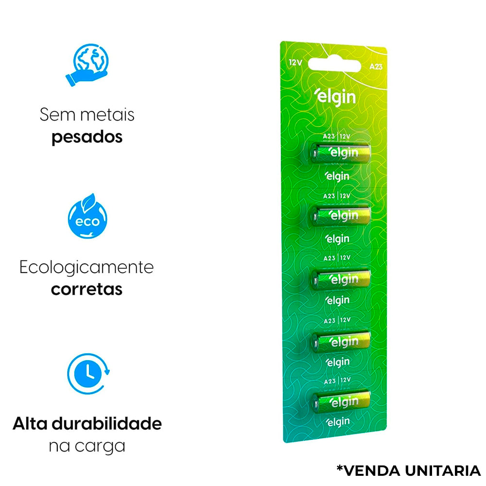 Bateria A23 12V Elgin - 1 Unidade Fora da Cartela