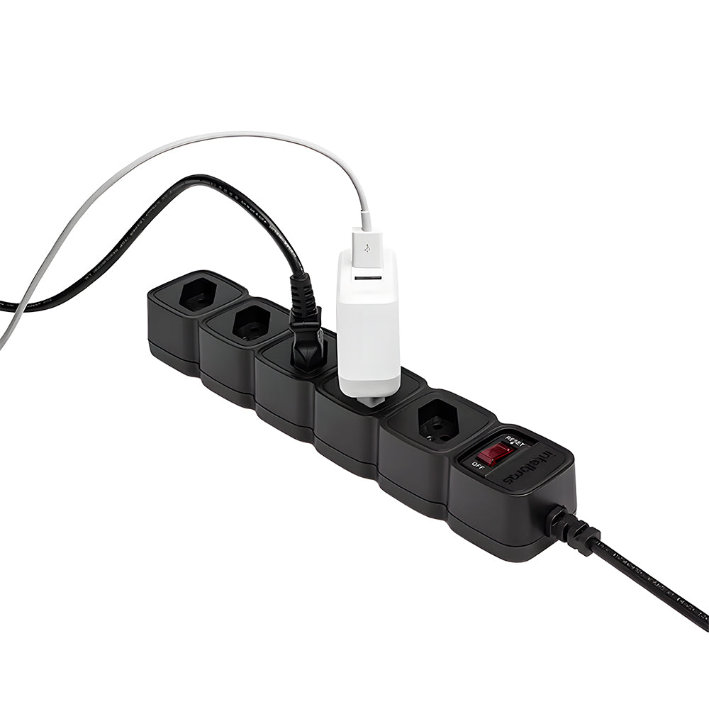 Protetor Filtro de Linha Intelbras EPE 205+, 5 Tomadas, Bivolt, Cabo 3 Metros, Preto