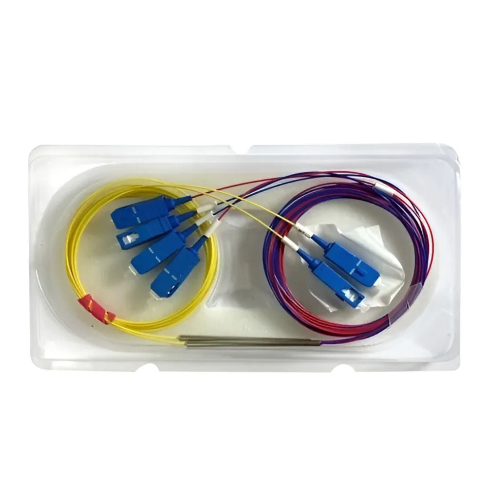 Módulo Splitter Óptico 1x2 FBT 1260-1650nm Fibra G657A1 1,5m SC/APC 50/50 Temperatura -25°C a +75°C