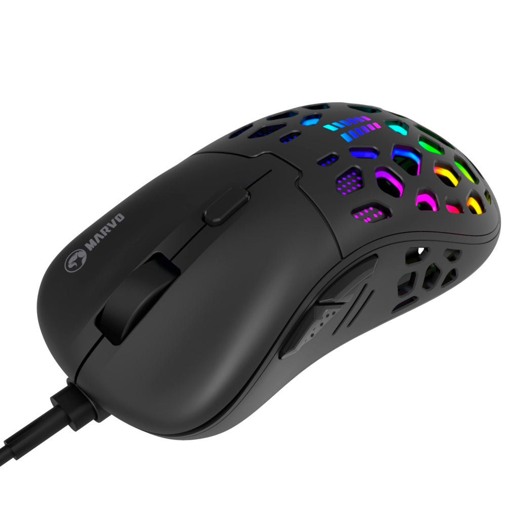 Mouse Gamer Marvo Pro G946 Sunspot S2, Sensor Óptico 1.000 DPI, 6 Botões, RGB, Cabo Trançado 1,5m Nylon - Preto
