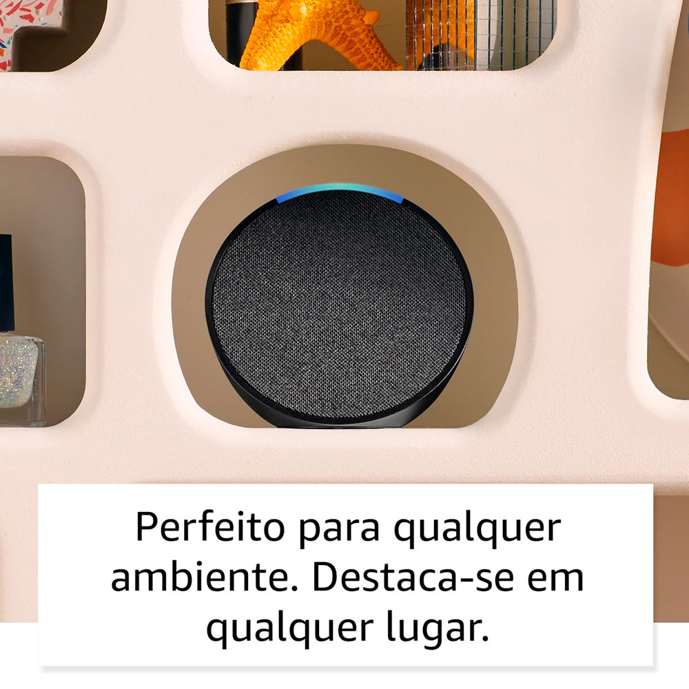 Echo Pop Smart Speaker Com Alexa, Controle De Voz, Wi-Fi, Alto Falantes Potentes - Preto