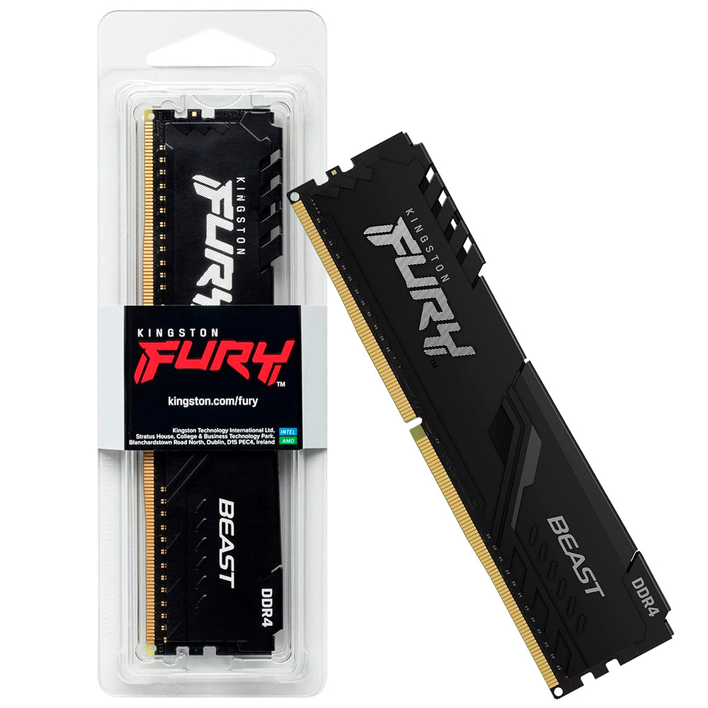 Memória Ram Desktop Gamer Kingston Fury Beast 16GB 3200MHz DDR4 (PC4-25600) KF432C16BB/16 DIMM