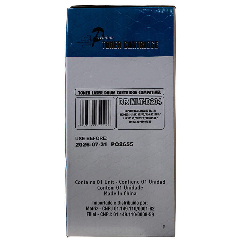 Fotocondutor Compatível Samsung MLT-D204, Para M3825DW, M3875FW, M3825ND, M3375FD, M3325ND, M-4075FW - Premium 30K