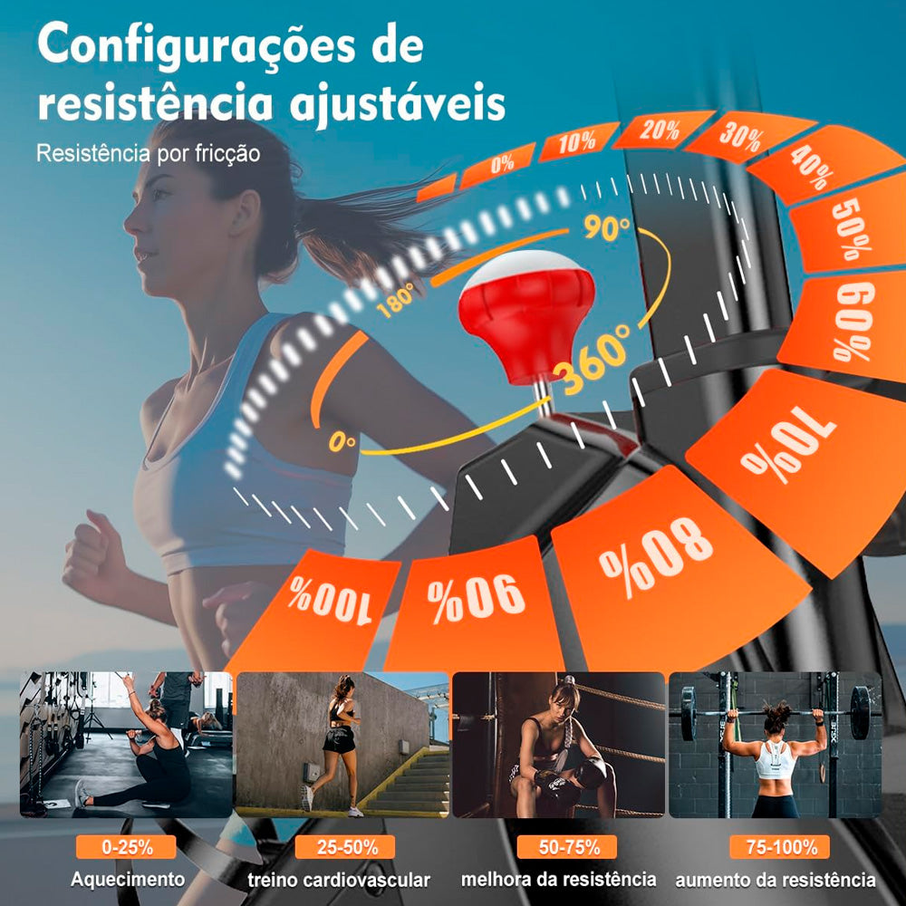 Bicicleta Ergométrica Fitness Spinning, Com Monitor LCD e Suporte Para Tablet e Celular, Mopower- Preta