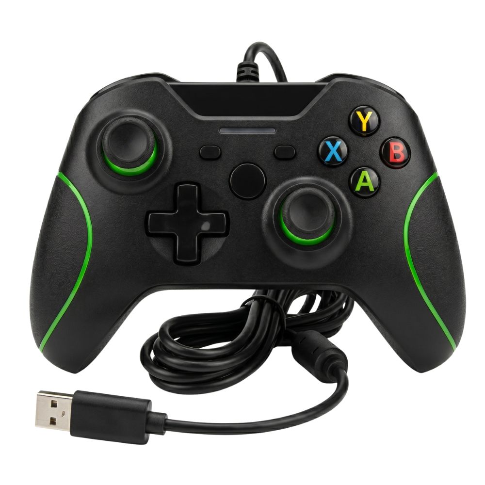 Controle Kap-X01 KapBom Joystick Com Fio Para Xbox One e Computador, Preto/Verde