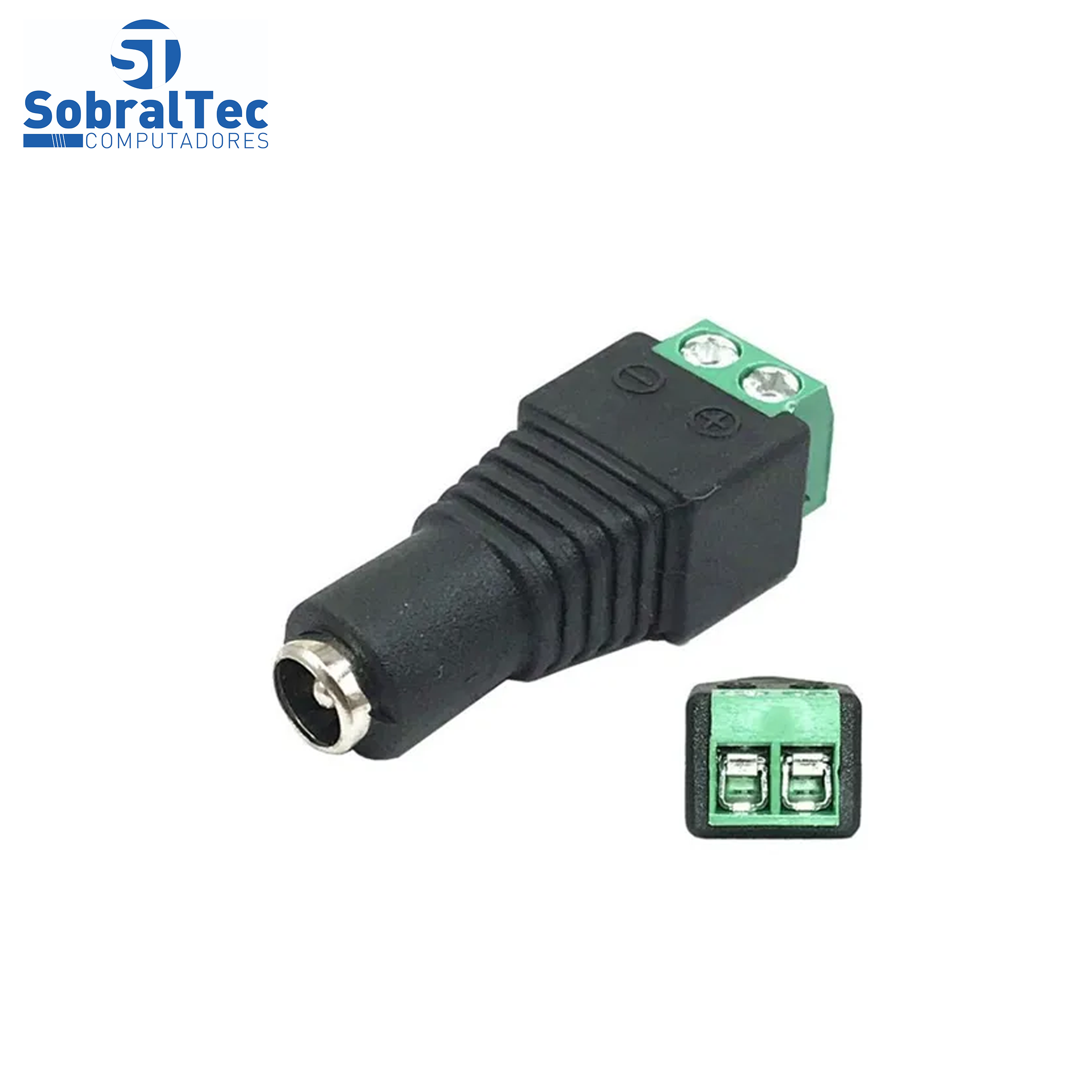 Conector Adaptador P4 Fêmea DC, Com Borne, Para CFTV, 3.7cm x 1.4cm