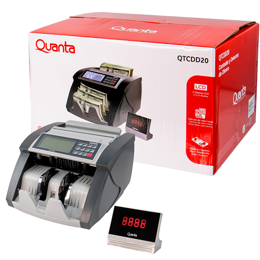Máquina Contadora de Dinheiro Quanta, QTCDD20, 220V, 80W, 50Hz, Cinza