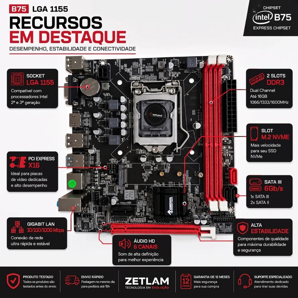 Placa Mãe B75 Lga 1155 Memória Ddr3 Sata M.2 Usb 3.0 Suporte Intel Lga1155 Core I7 I5 I3 Desktop Mainboard HN_B75_V1.51