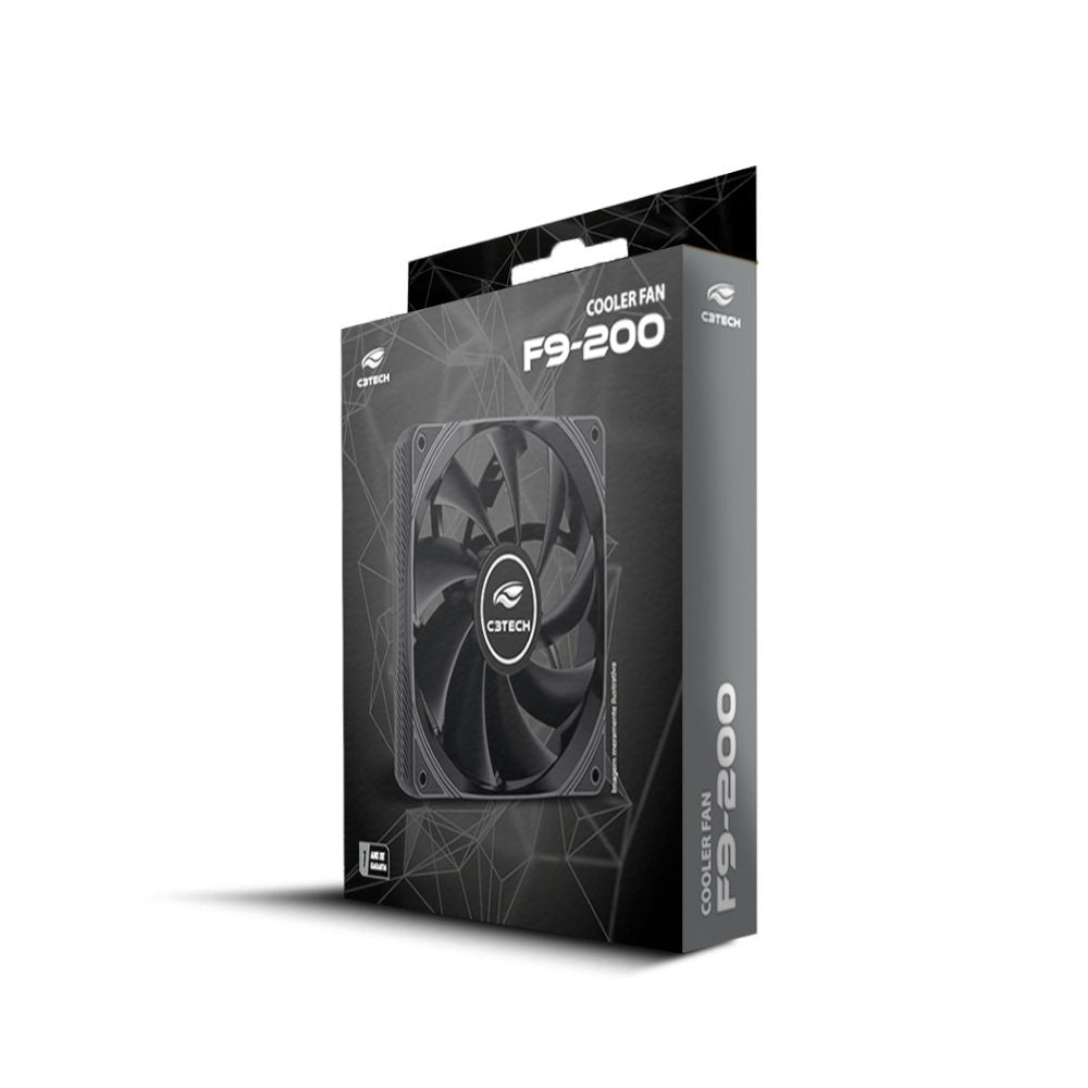 Cooler Fan F9-200BK C3Tech 9 Lâminas, Rolamento Hidráulico, Fluxo 45 CFM, 1.200 RPM, Silencioso Conector Molex 4 Pinos