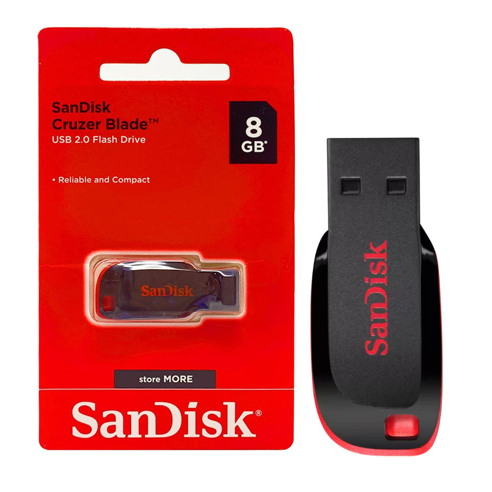 Pen Drive 8GB SanDisk Cruzer Blade SDCZ50 USB 2.0 - Preto/Vermelho