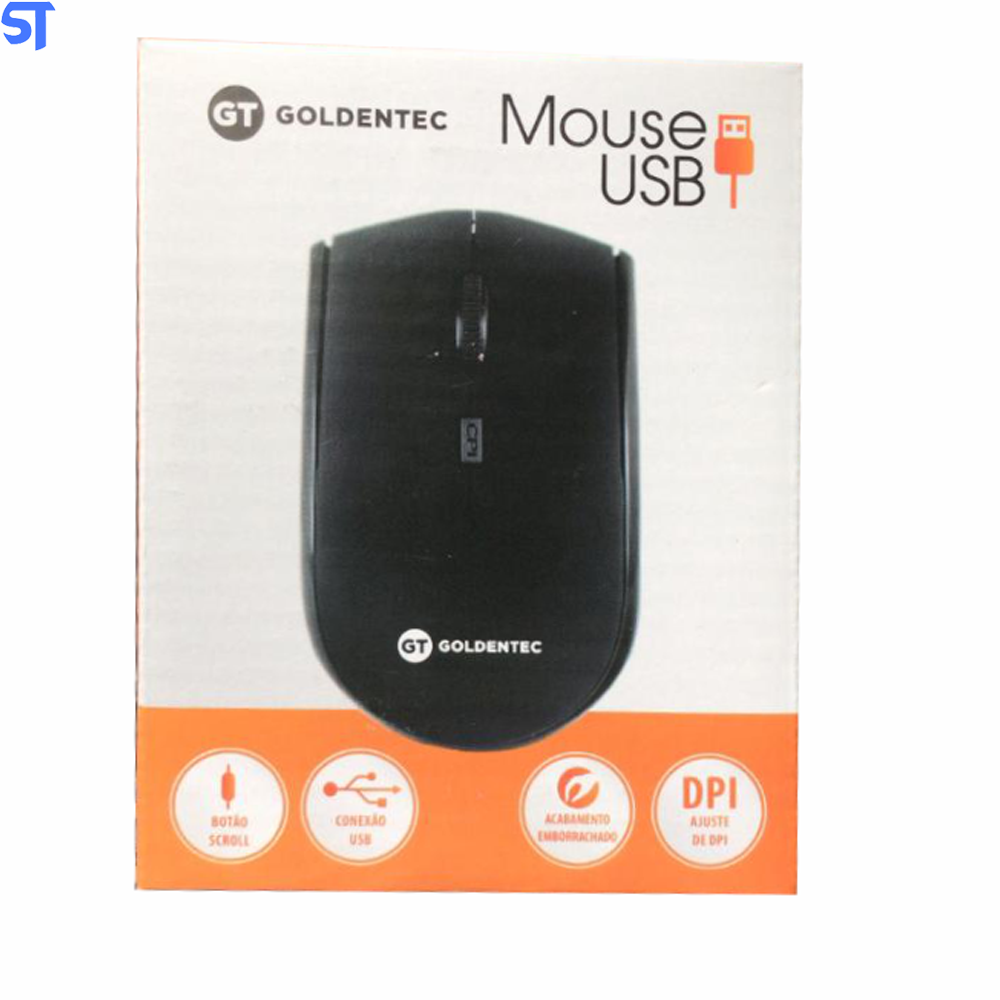 Mouse Usb Óptico Ergonômico 400 a 1600 Dpi Plug And Play Goldentec GT 25626 SK9935