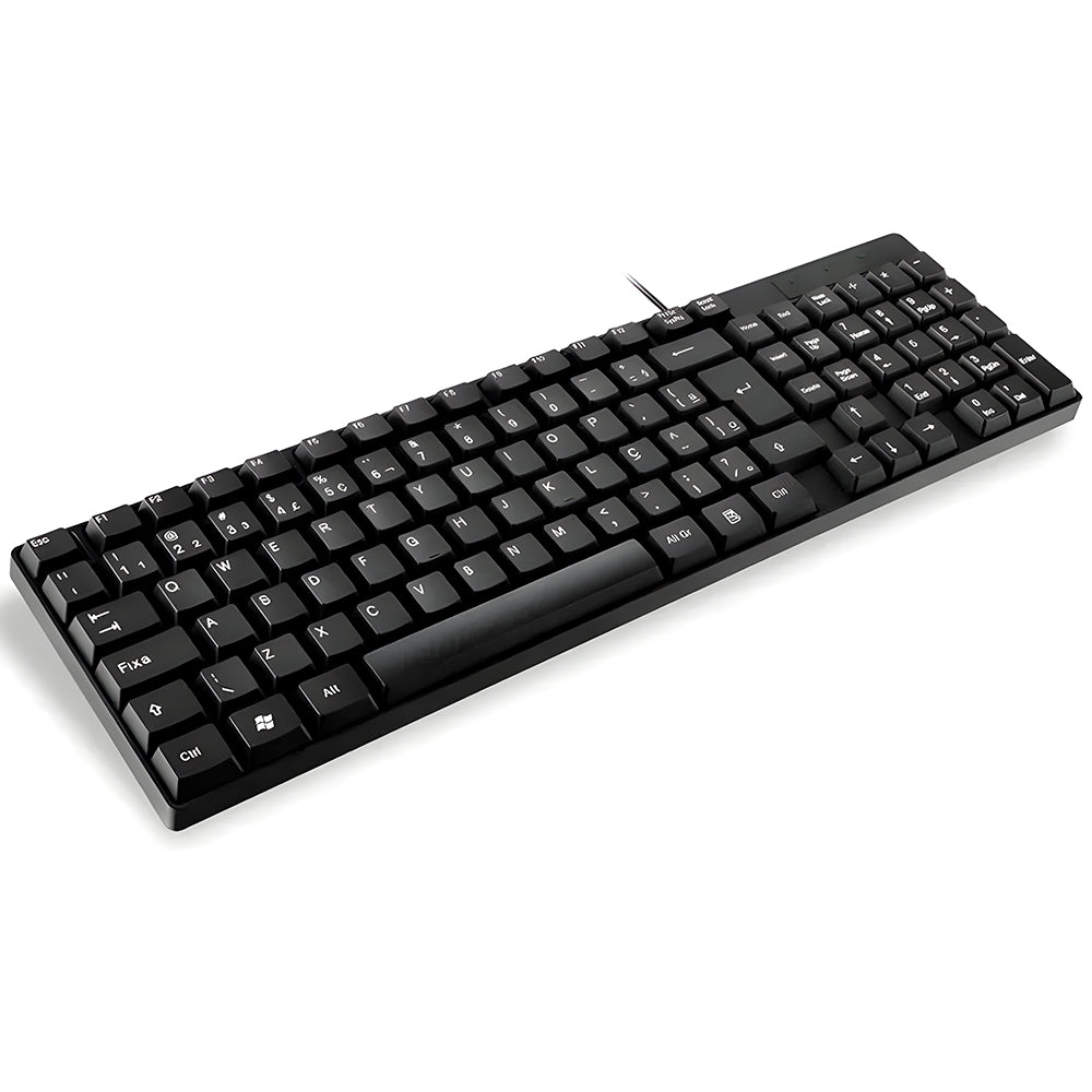 Teclado USB Básico Slim Laser PT TC193BU, Cabo 1.2 Metros, Multilaser, TC193BU