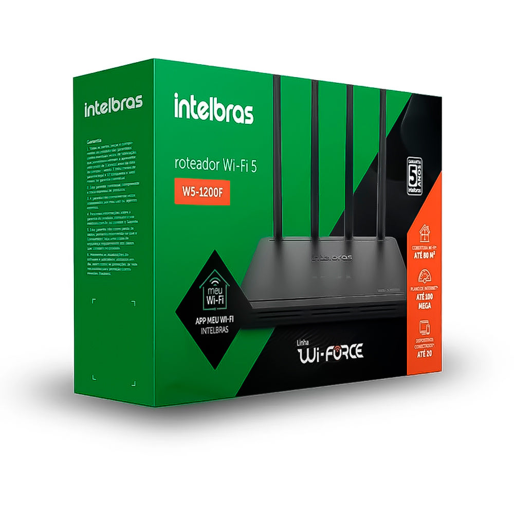 Roteador Intelbras Wi-Force W5-1200F, 1200Mbps, Dual Band, 4 Antenas - Preto