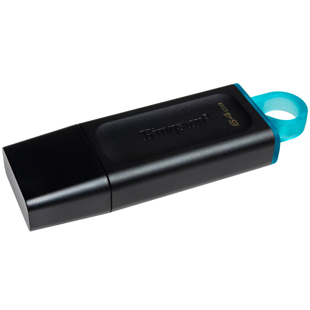Pen Drive Kingston DataTraveler Exodia 64GB USB 3.2 Gen1, Preto/Teal, Tampa Protetora - DTX/64GB