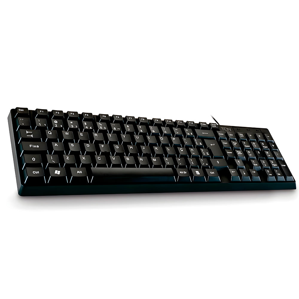 Teclado USB Slim, Plug and Play TCN, ABNT2, 105 Teclas, Cabo 1,7m, TCN950 - Preto