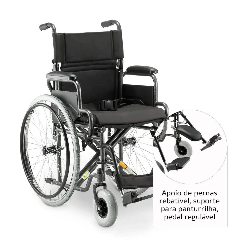 Cadeira de Rodas Aço Dobrável até 120 Kg D400 Dellamed - Tamanho 46