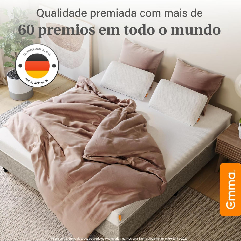 Colchão Emma Solteiro D28 Basics 17 cm (88 × 188 cm) – Espuma Ortopédica, Hipoalergênico, Branco