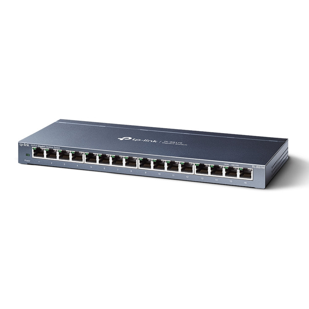 Switch 16 Portas TP-Link TL-SG116 Gigabit 10/100/1000 Auto-MDI/MDIX Aço