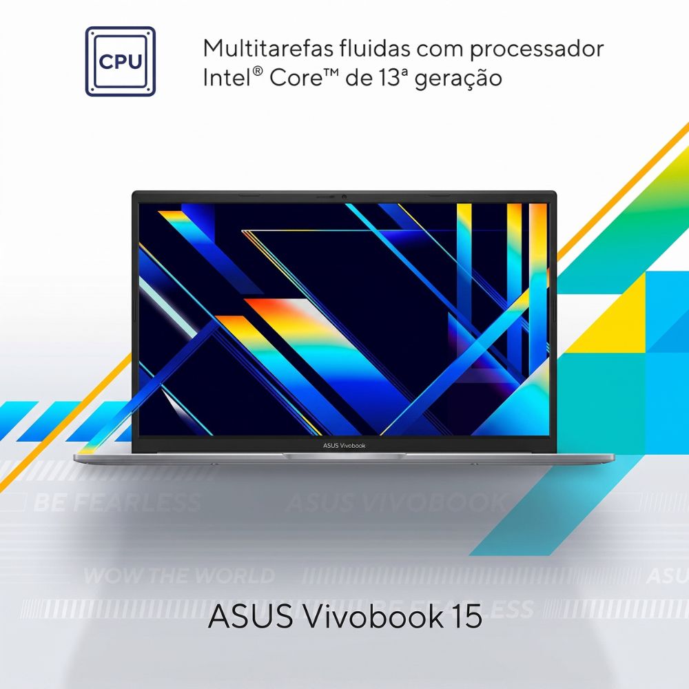 Notebook ASUS Vivobook, Intel Core i5 13ª 8GB, 256GB SSD Windows 11 Home 15,6" LED FHD, 15 X1504VA- Nj1738W  Cool Silver