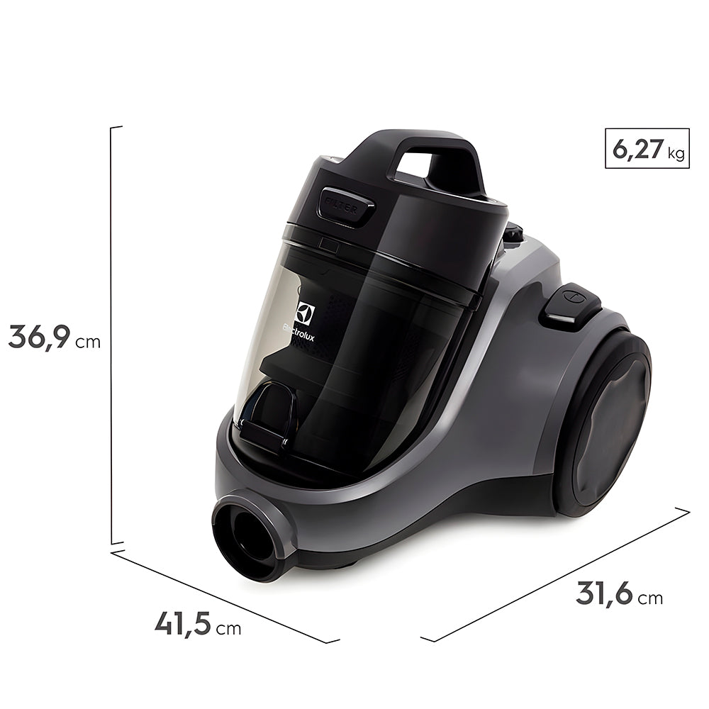 Aspirador de Pó Sem Saco Electrolux EAS30, Easybox Maior Potencia 1600W Silencioso, Cabo Retratil EAS30 Cinza Preto 220V