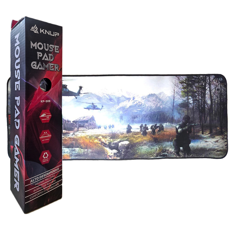 Mouse Pad Gamer Grande KNUP, 800x300mm, Superficíe Antiderrapante e Bordas Costuradas - KP-S08