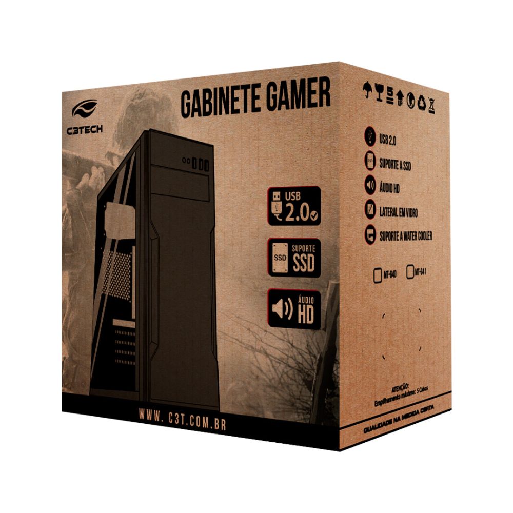 Gabinete Gamer MT-G40BK Sem Fonte C3Tech