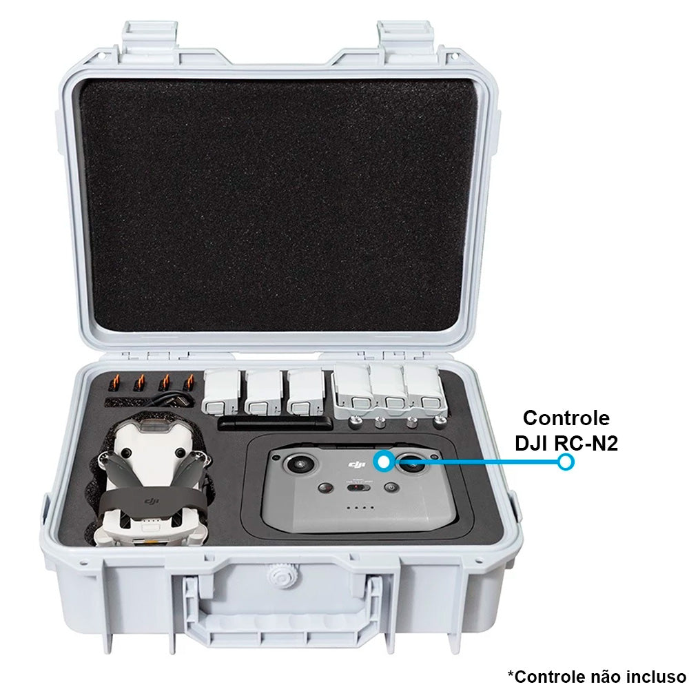 Maleta Case Para Transporte de Drone e Acessórios, Para DJI Mini 4 Pro, Compatível Com RC2 e RC-N2, Branca