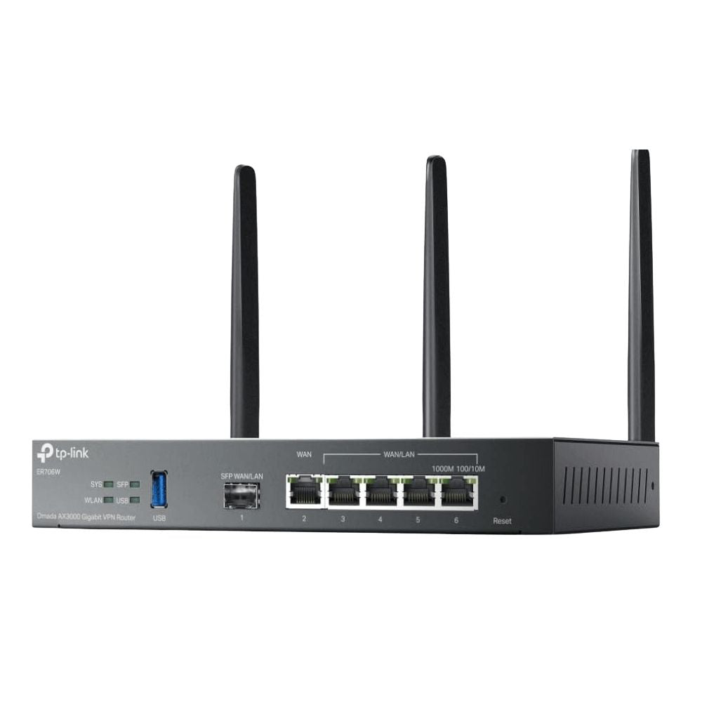 Roteador Omada Tp-Link Ax3000 Gigabit Smb Wi-Fi 6 Dual-Band, VPN Gateway, USB 1 Porta SFP, Sem Fio  (Er706W)