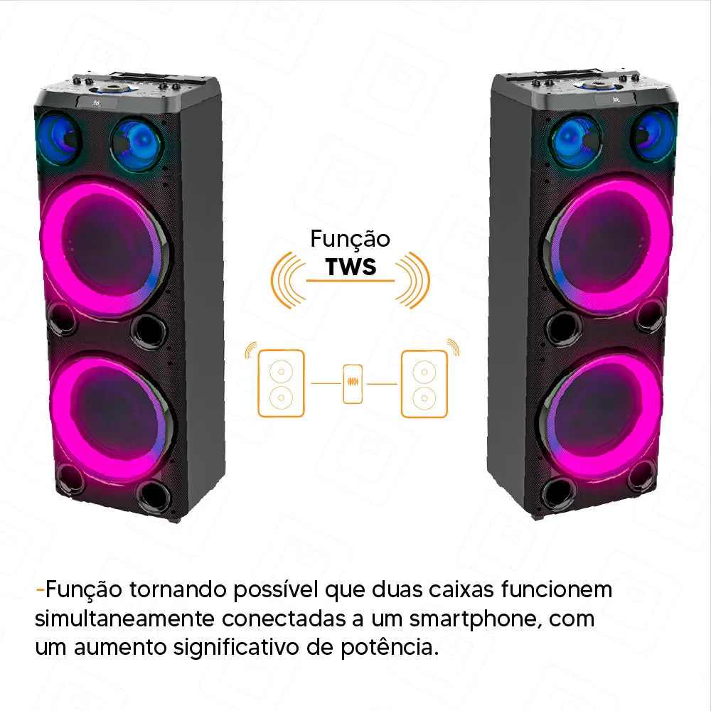 Caixa de Som Pulse SP508, Torre Double 12