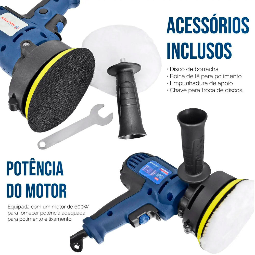 Politriz Lixadeira Automotiva Profissional 5 Polegadas 600W - Holtter