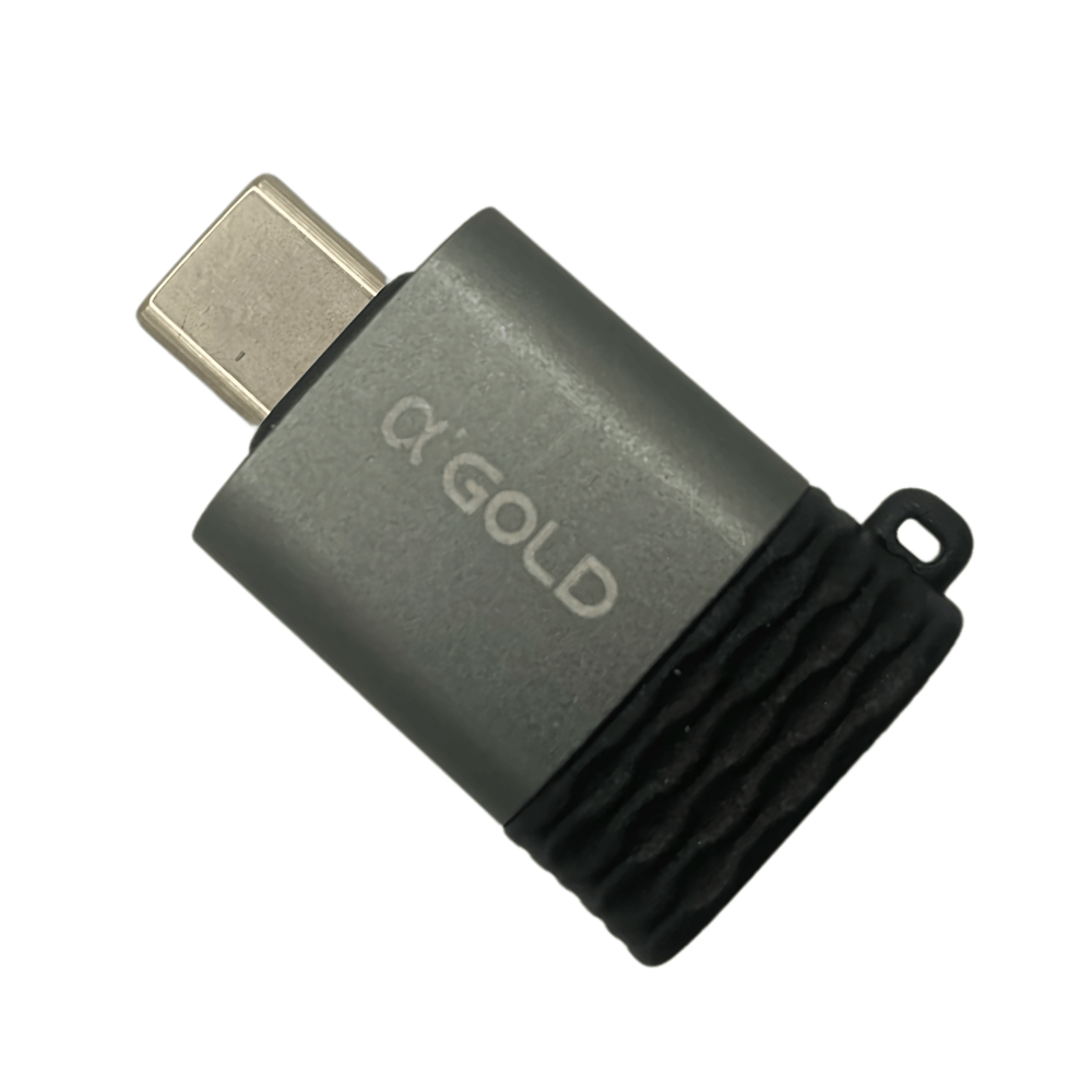 Adaptador OTG USB 3.0 (Fêmea) Para USB-C (Macho), Carga e Dados, CBA-23, A'Gold Pro, Cinza