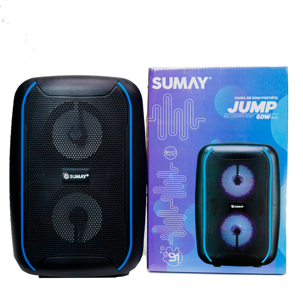 Caixa de Som Portátil 60W Com LED, Bluetooth, Função TWS, Jump Sumay - SM-CSP1309
