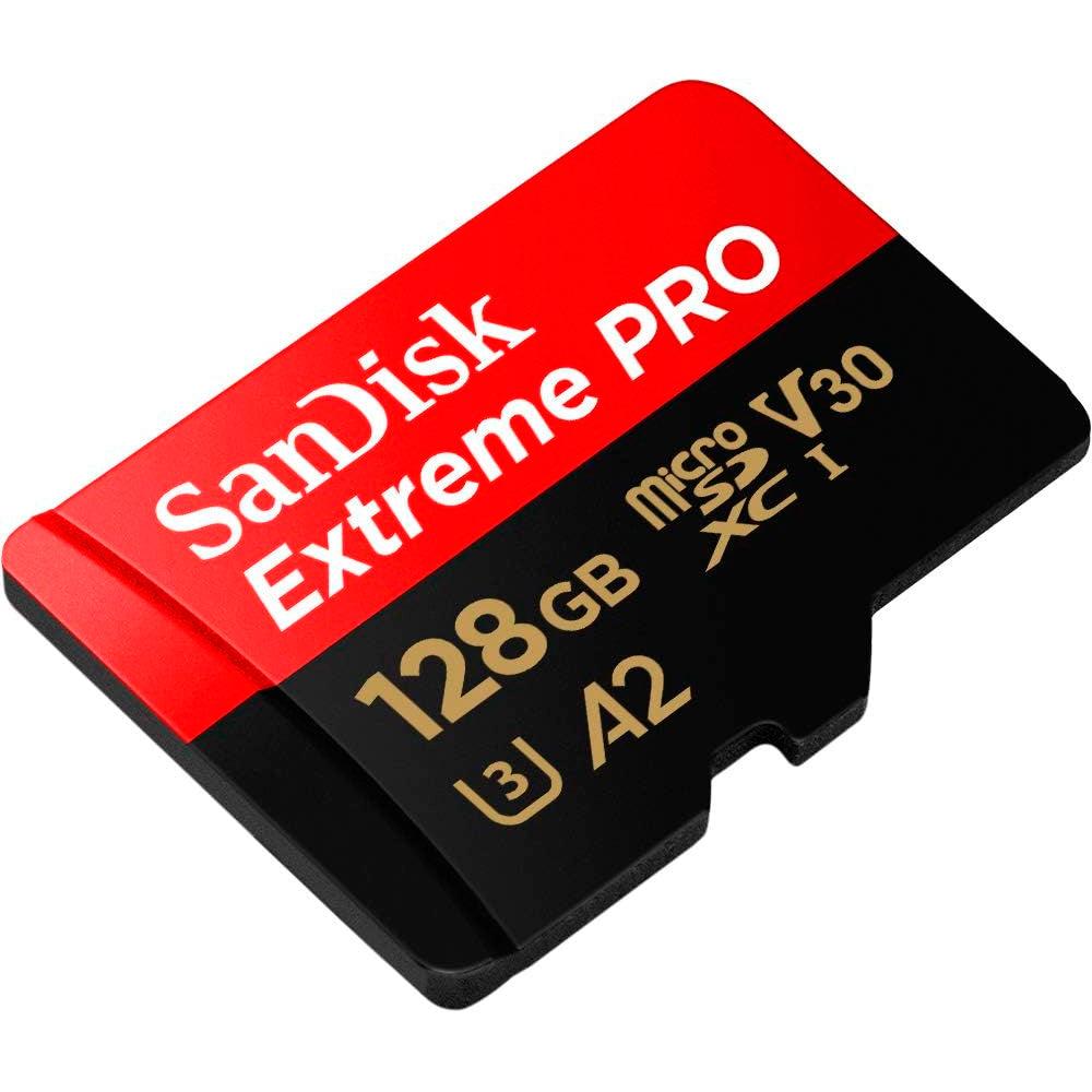 Cartão Micro SD SanDisk Extreme Pro UHS-I 128GB U3 V30 A2 200MB/s com Adaptador SD - 4K UHD e Full HD