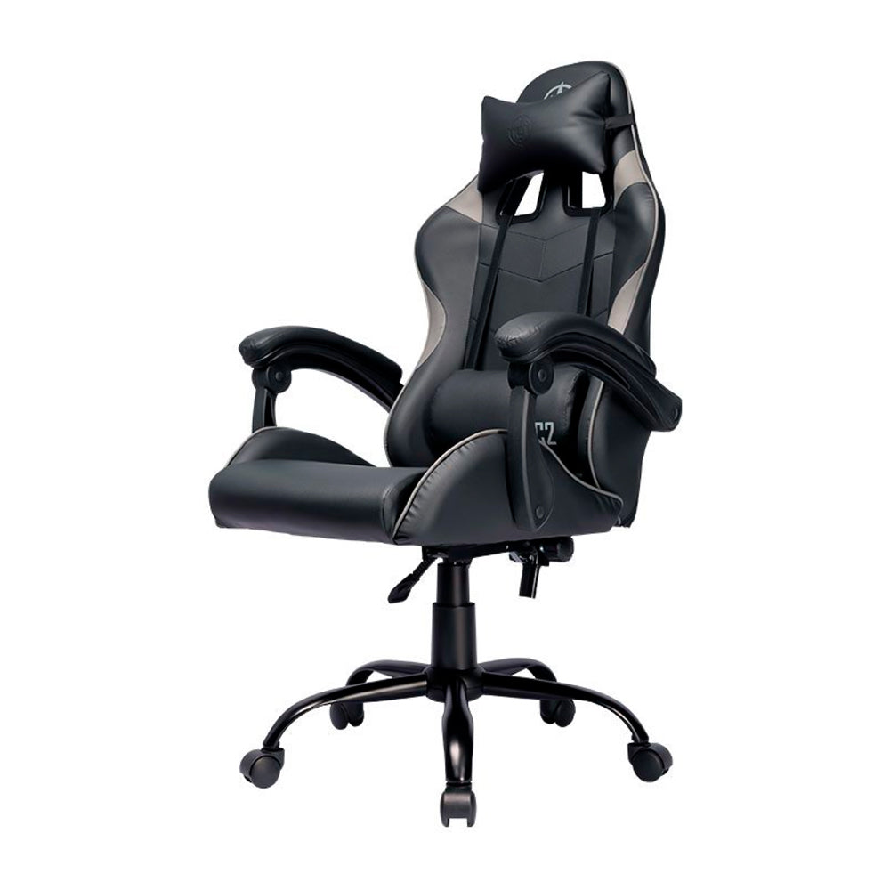 Cadeira Gamer TGT Heron TC2, Encosto Reclinável 90-135º, Suporta 120kg, Espuma de Alta Densidade, Couro PVC, Preto/Cinza