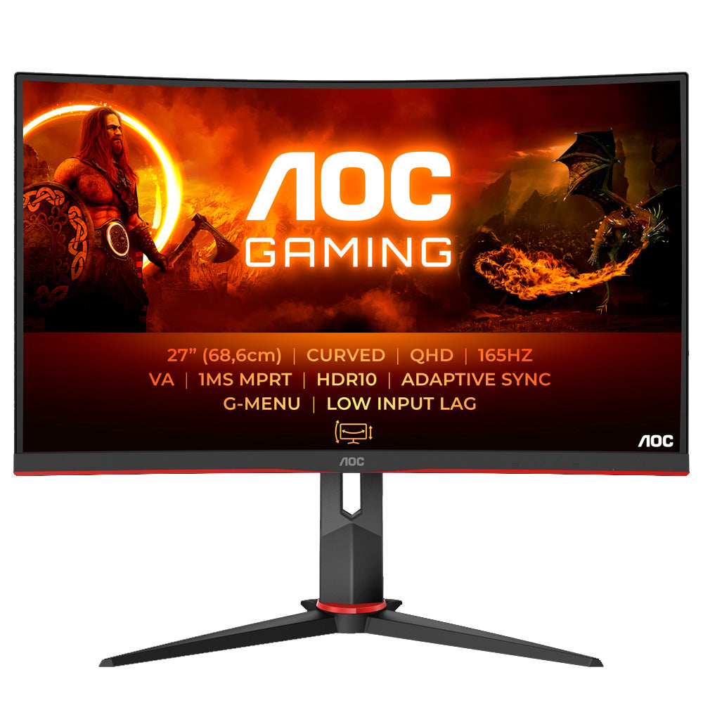 Monitor Gamer AOC 27", 165Hz, Full HD, 1ms, DisplayPort, HDMI e VGA, Ajuste de Altura - 27G2S/BK
