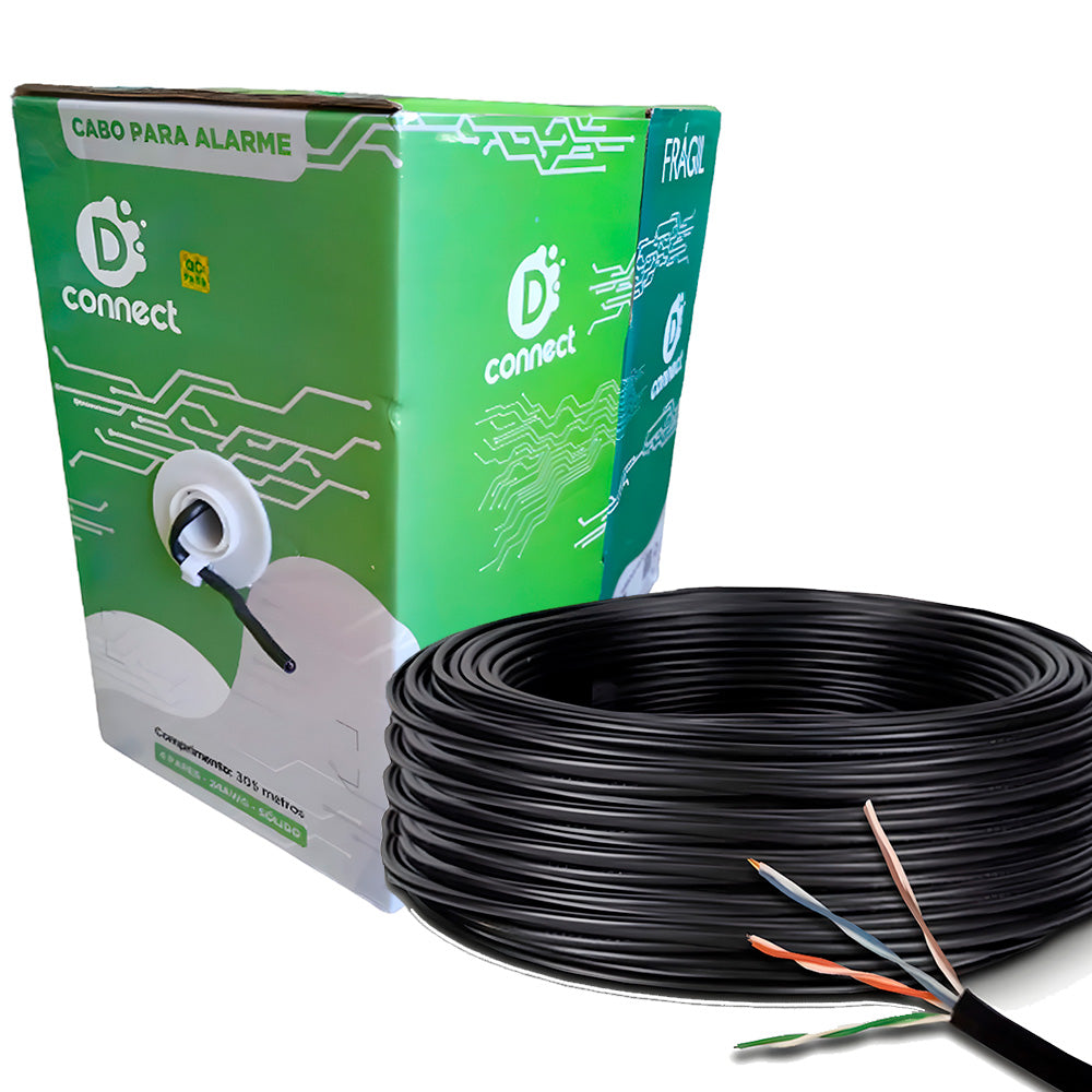 Caixa de Cabo de Rede Cat 5 D Connect Preto 305 Metros
