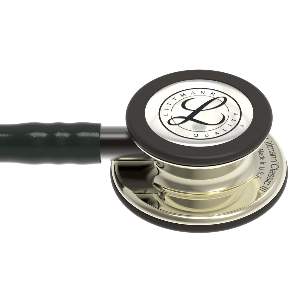 Estetoscópio 3M Littmann Classic III Preto com Champanhe Espelhado e Conector Preto - 5861