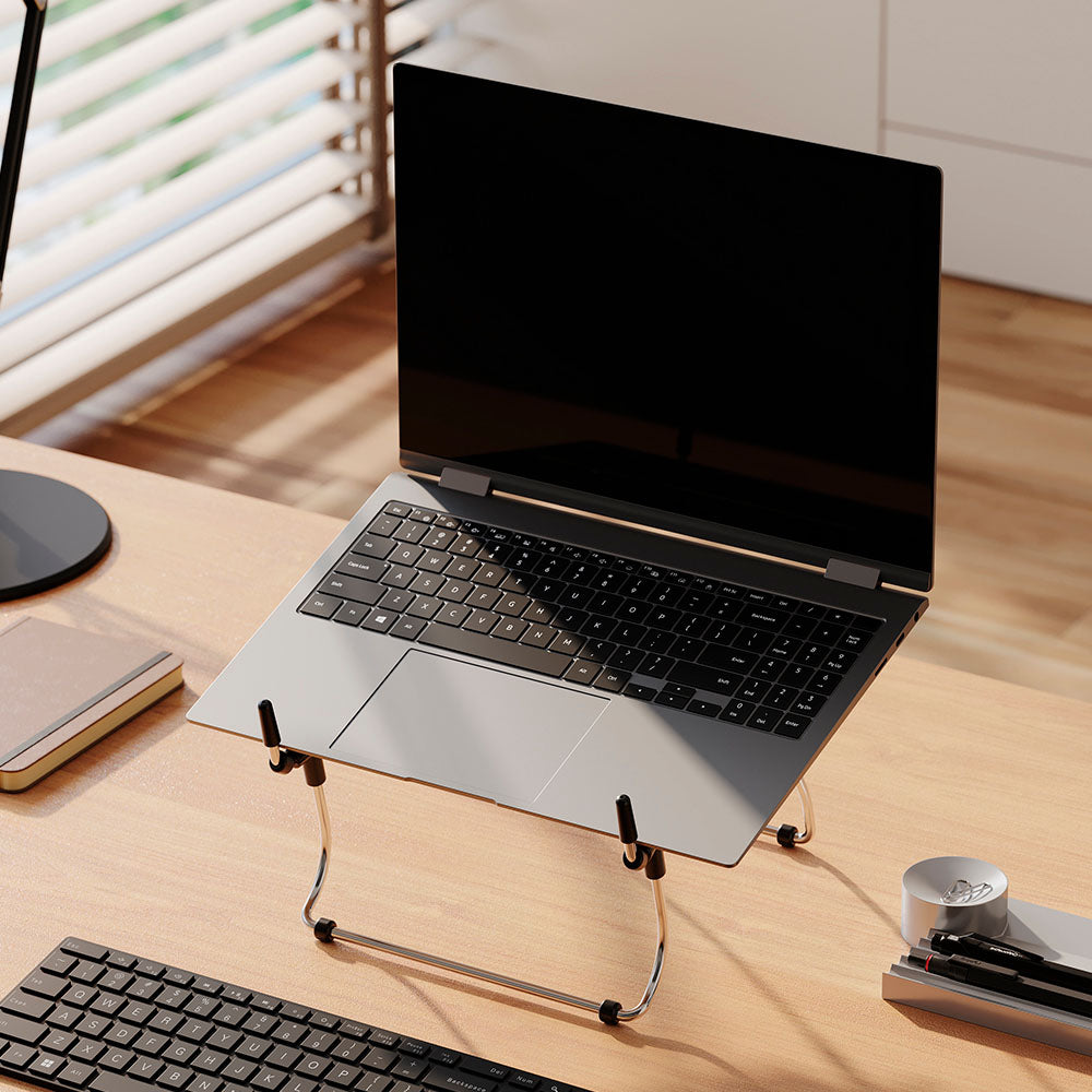 Suporte Para Notebook, Ergonômico, Ajustável, Acabamento Steel Cromo, Conforto e Estabilidade - Cromo