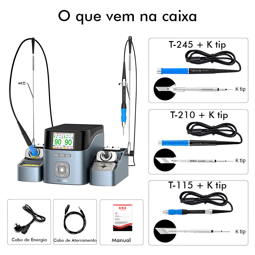 Estação de Solda Dupla AIXUN T420D 200W 220v
