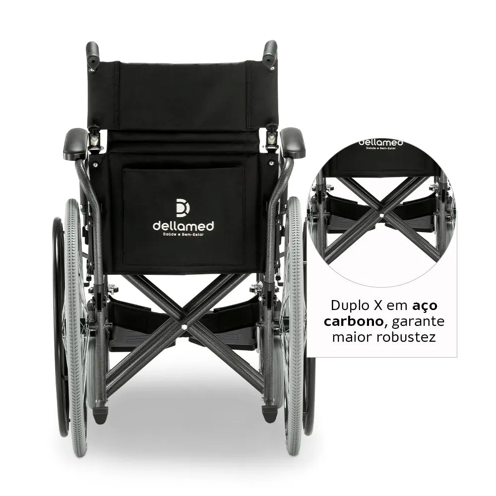 Cadeira de Rodas Aço Dobrável até 120 Kg D400 Dellamed - Tamanho 46