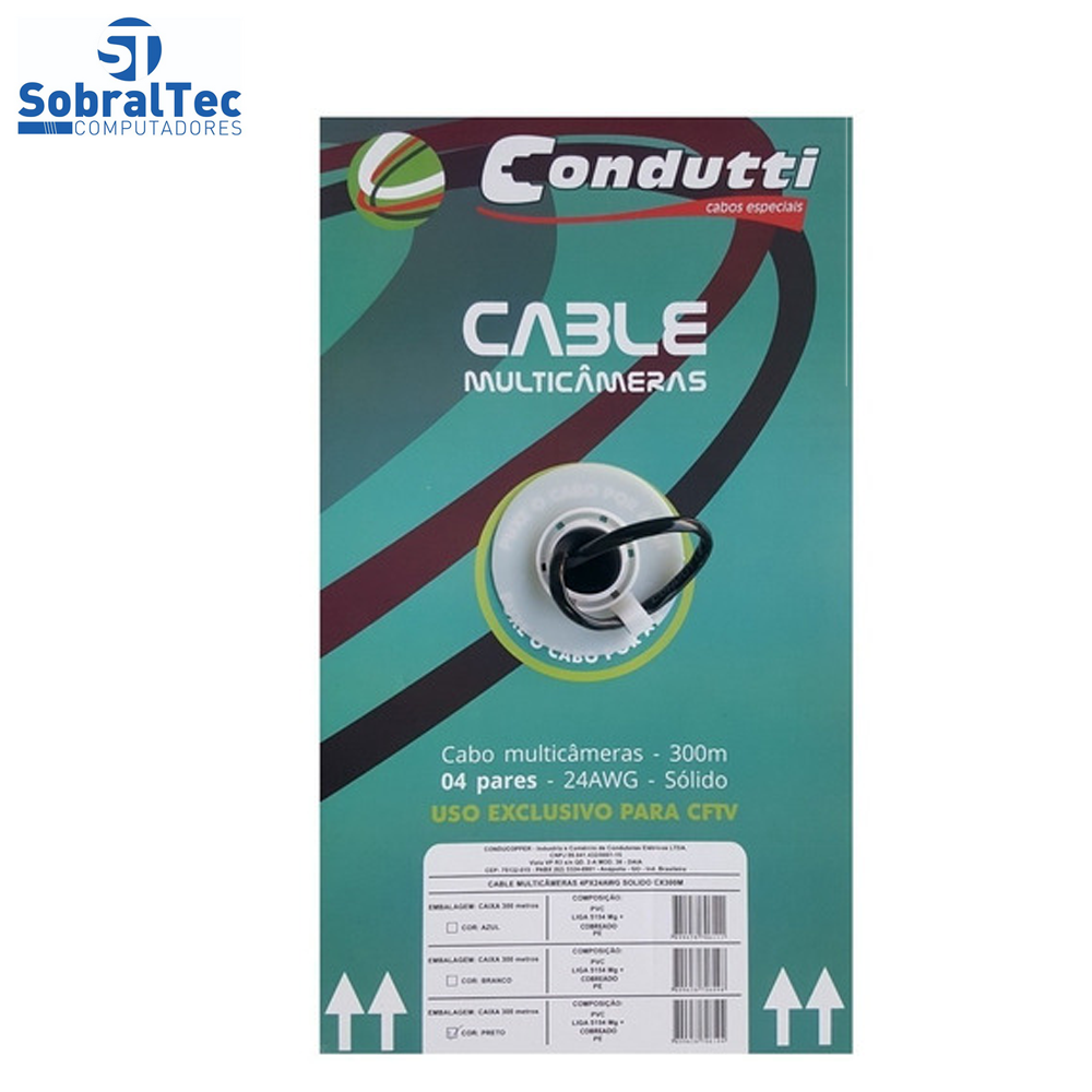 Caixa de Cabo de Rede Cat5 Condutti 4 Pares 24AWG Preto