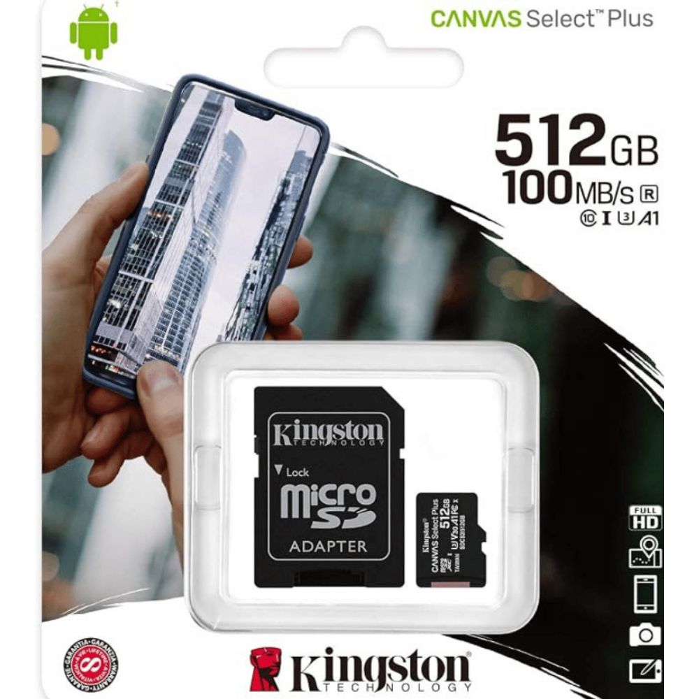 Cartão de Memória Micro SD  512GB Kingston 100MB/s Canvas Select Plus (SDCS2/512GB)