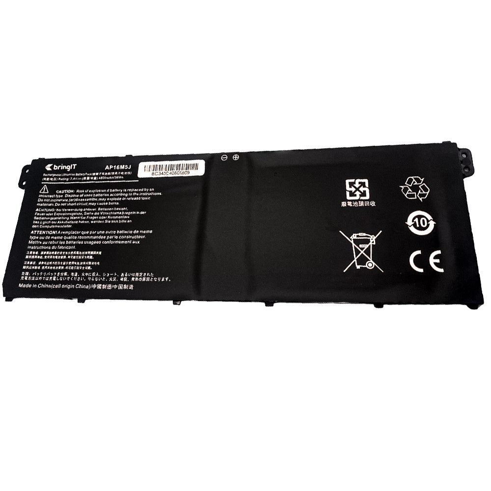 Bateria Notebook Compatível Acer Aspire 3-A315, 3-A315-41, A315-53-32U4, AP16M5J- 4 Celulas -7.4V 4.800mAh, 36Wh-BringIT