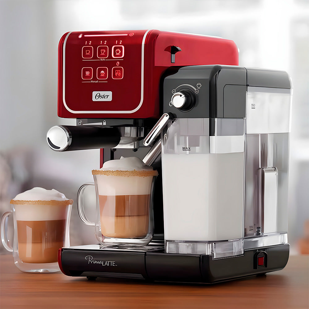 Cafeteira Automática de Espresso Oster PrimaLatte Touch Red, 220V, BVSTEM6801R