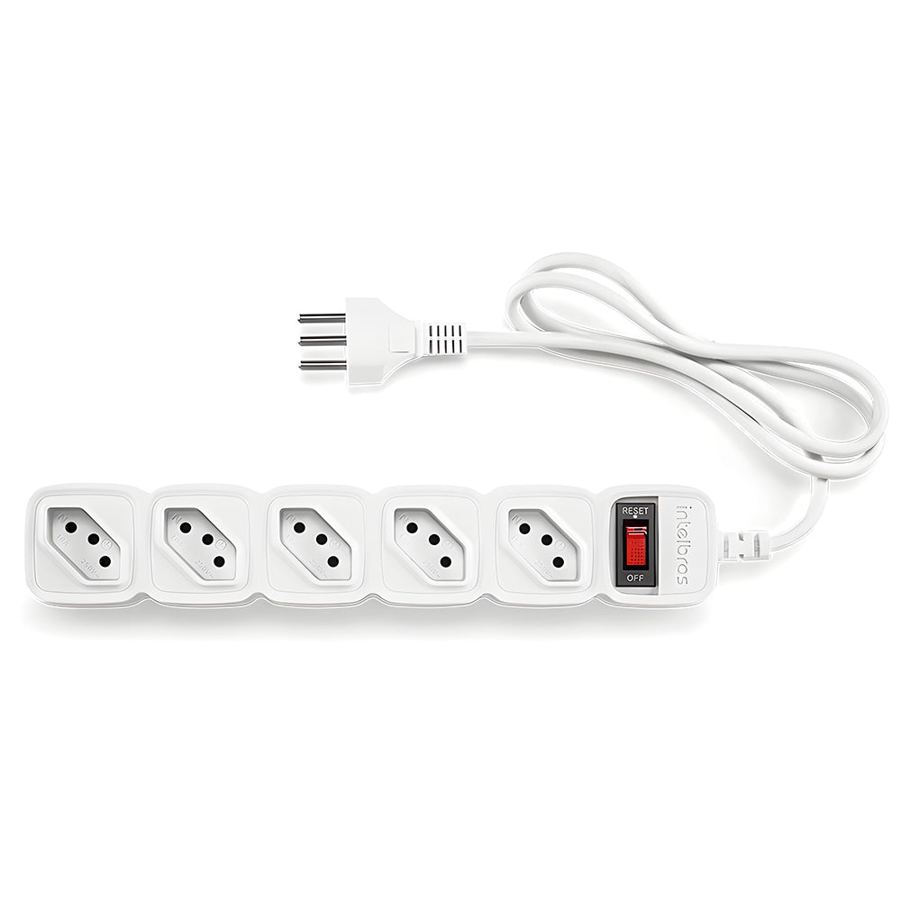 Protetor Eletrônico Intelbras Com 5 Tomadas, Cabo 1 Metro, Branco - EPE 205 BR