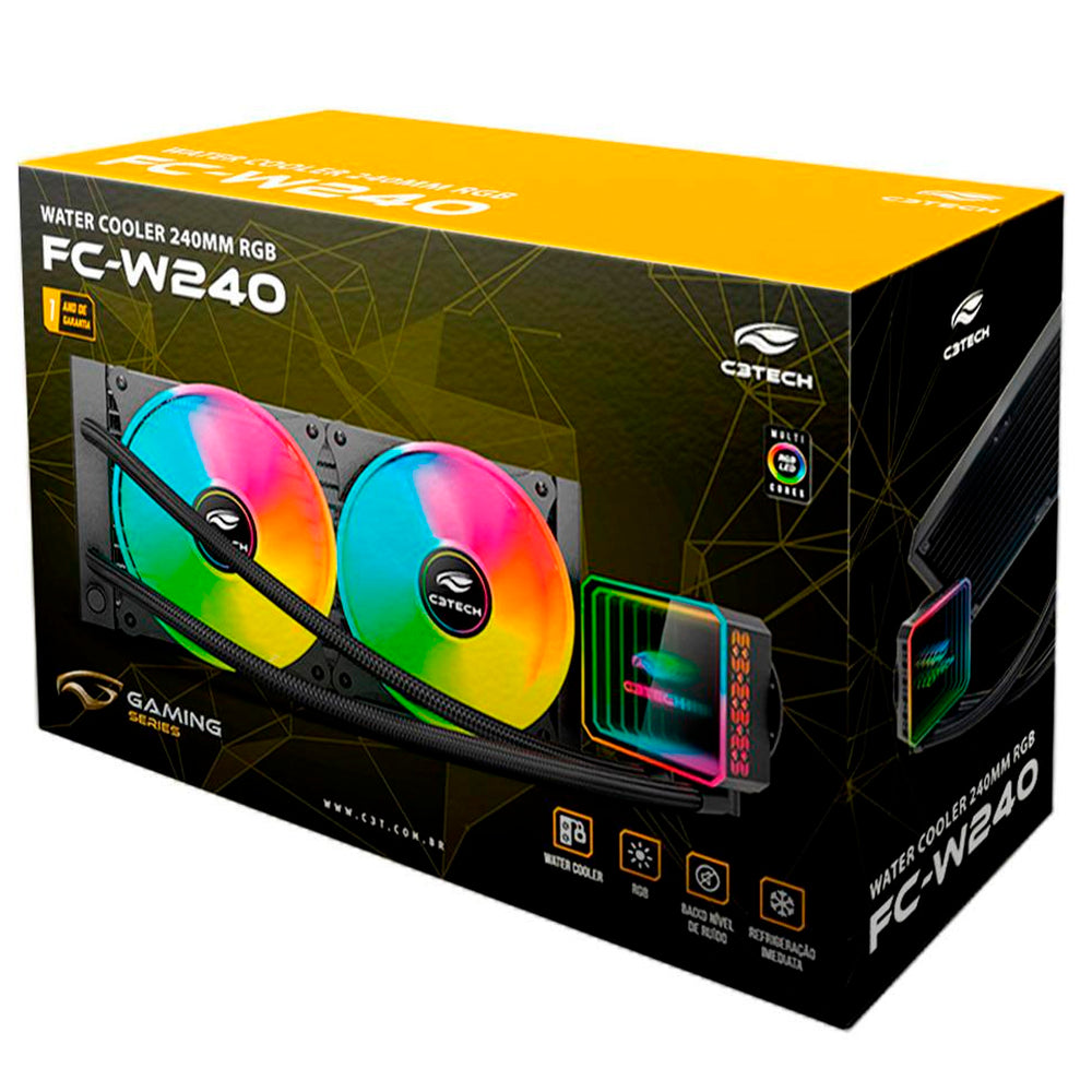 Water Cooler Gamer C3Tech FC-W240WHRGB Branco