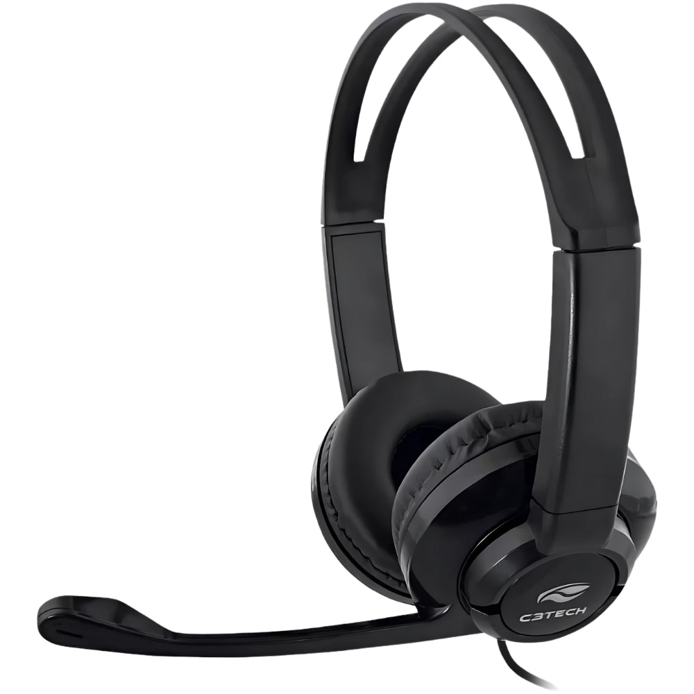 Headset PH-120BK C3Tech Conector 2x P2 3.5mm Circumaural, Microfone Omnidirecional, Estéreo, Integrado Ajustável - Preto