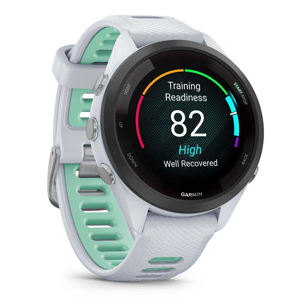 Smartwatch Garmin Forerunner 265S 42mm AMOLED GPS Wi-Fi Bluetooth, Cinza Claro/Verde Água