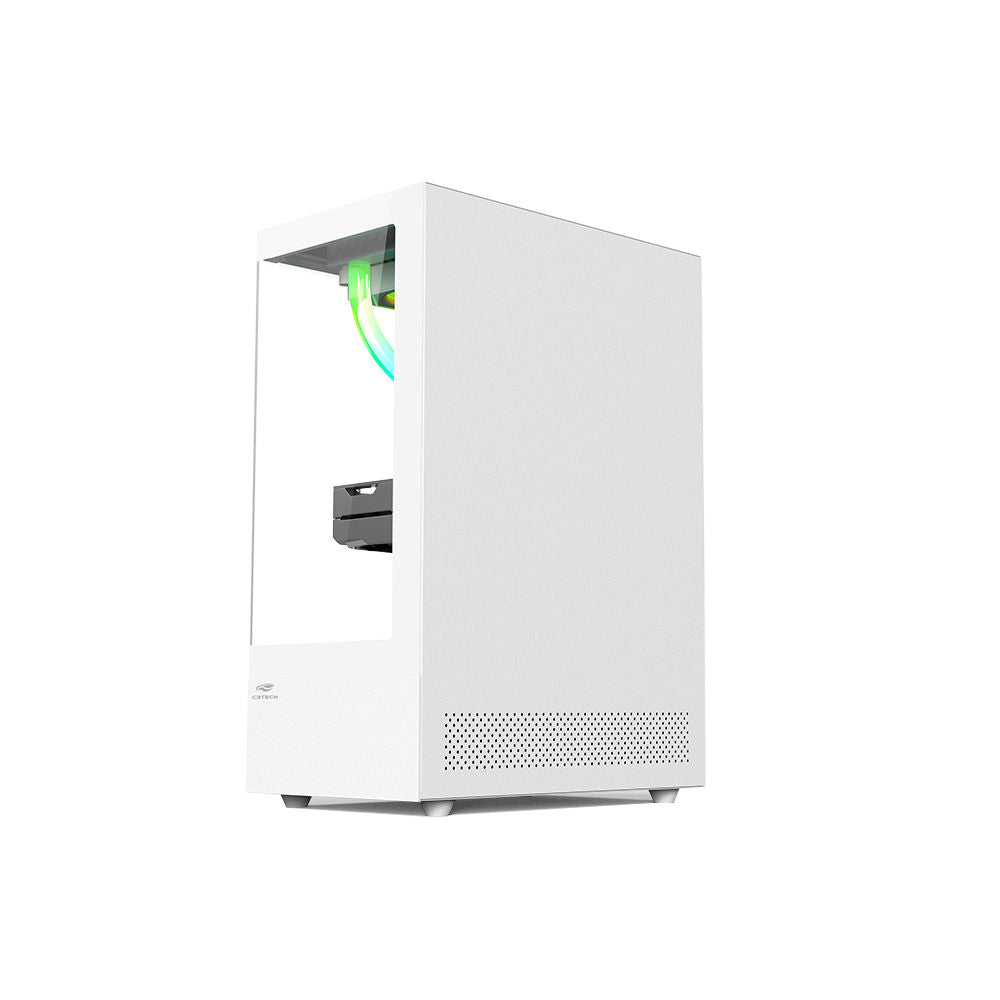 Gabinete Gamer C3Tech Aquário MT‑G860WH, Mid Tower, Vidro Temperado, Compatível Water Cooler, S/ Fonte, Branco-Aquarius