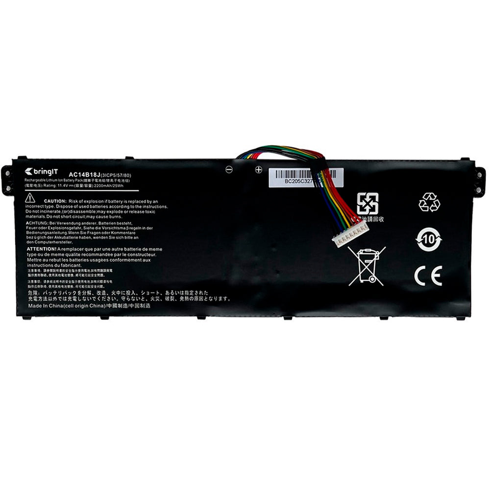 Bateria Notebook Compatível Acer Aspire A515-51-52CT AC14B18J AC14B8K - Polimero-11.4V 3.600mAh 41Wh- Black